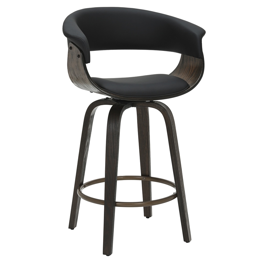 Holt Swivel Counter Stool, Set of 2 (Black & Walnut)