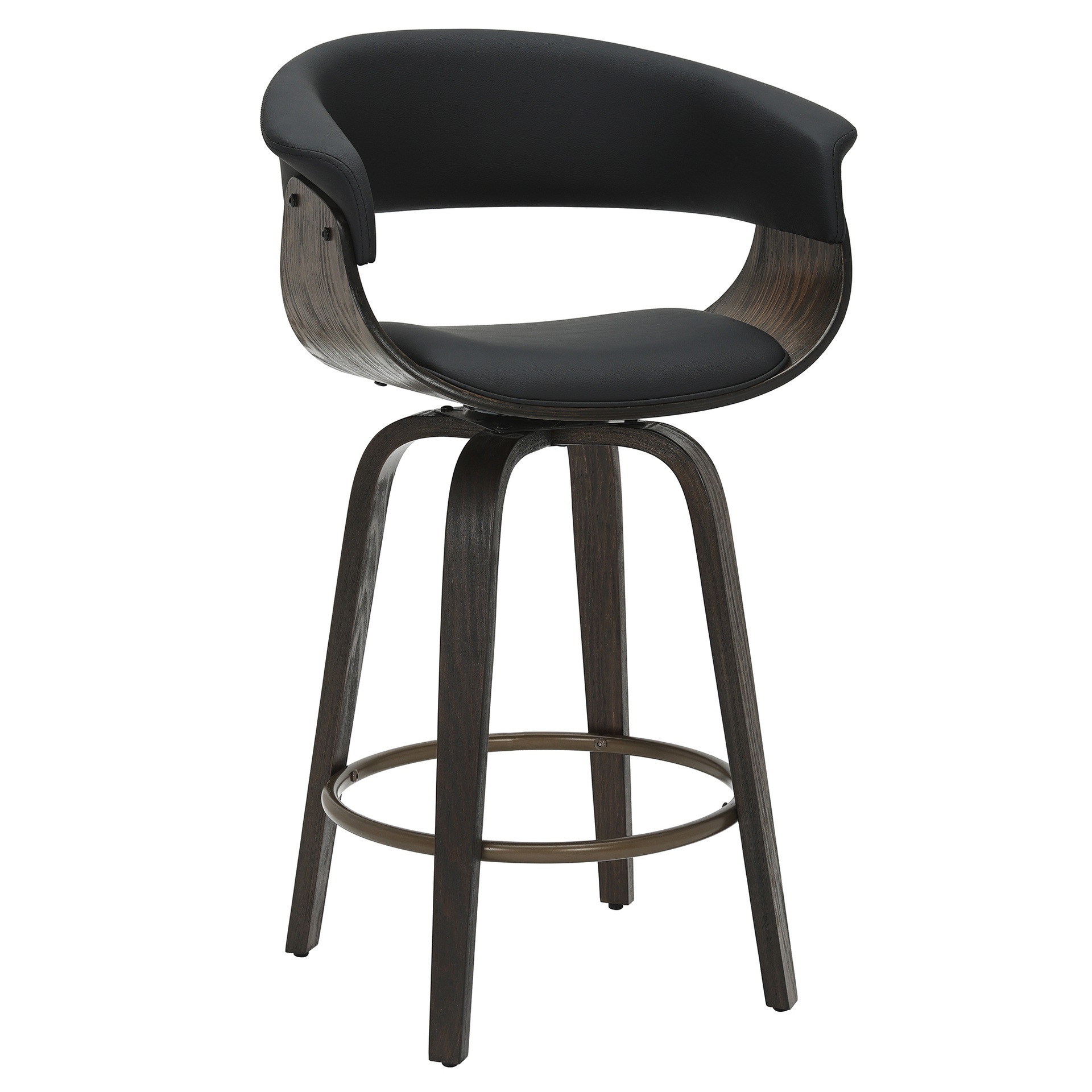 Holt Black and Walnut Swivel Counter Stool, Set of 2 4