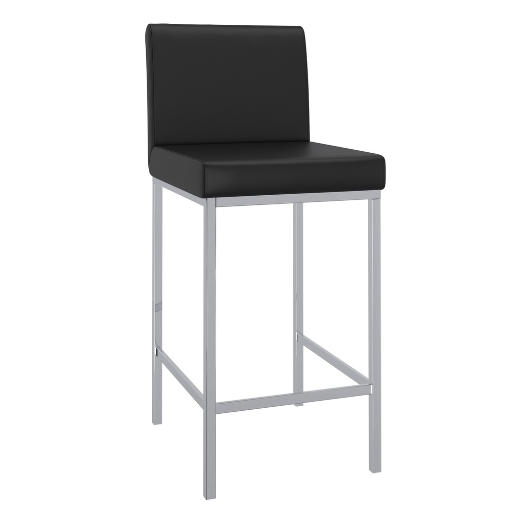 Porto Counter Stool, Set of 2 (Black & Chrome)