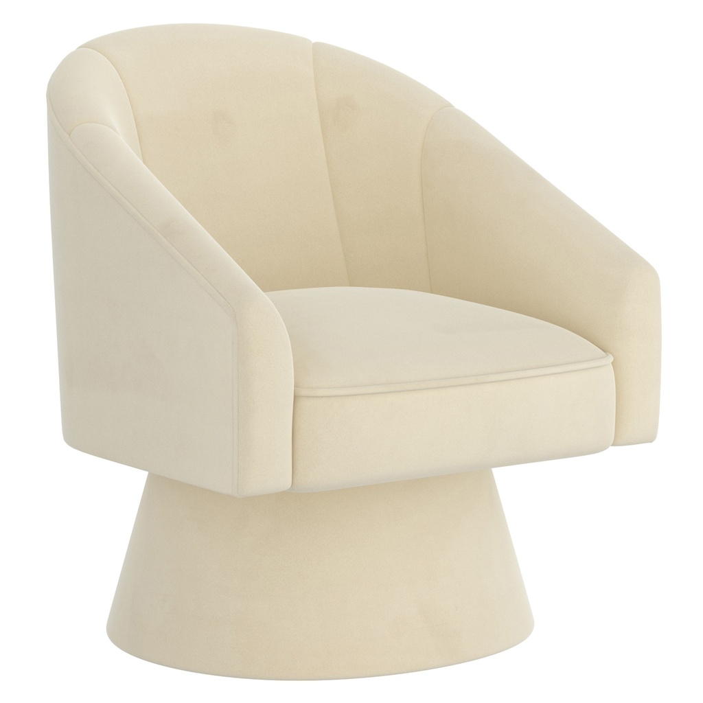 Aggio Ivory Velvet Swivel Accent Chair