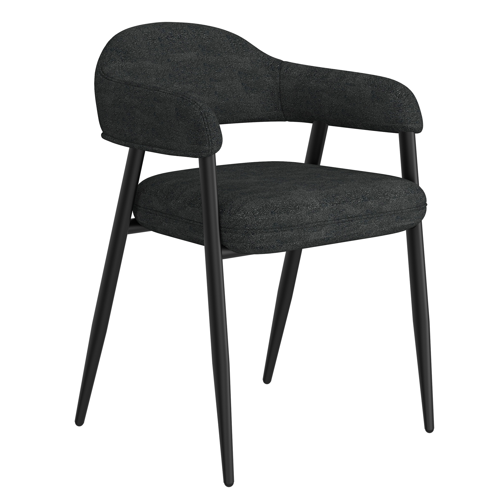 Archer Charcoal Upholstered Dining Chair with Black Metal Legs 4