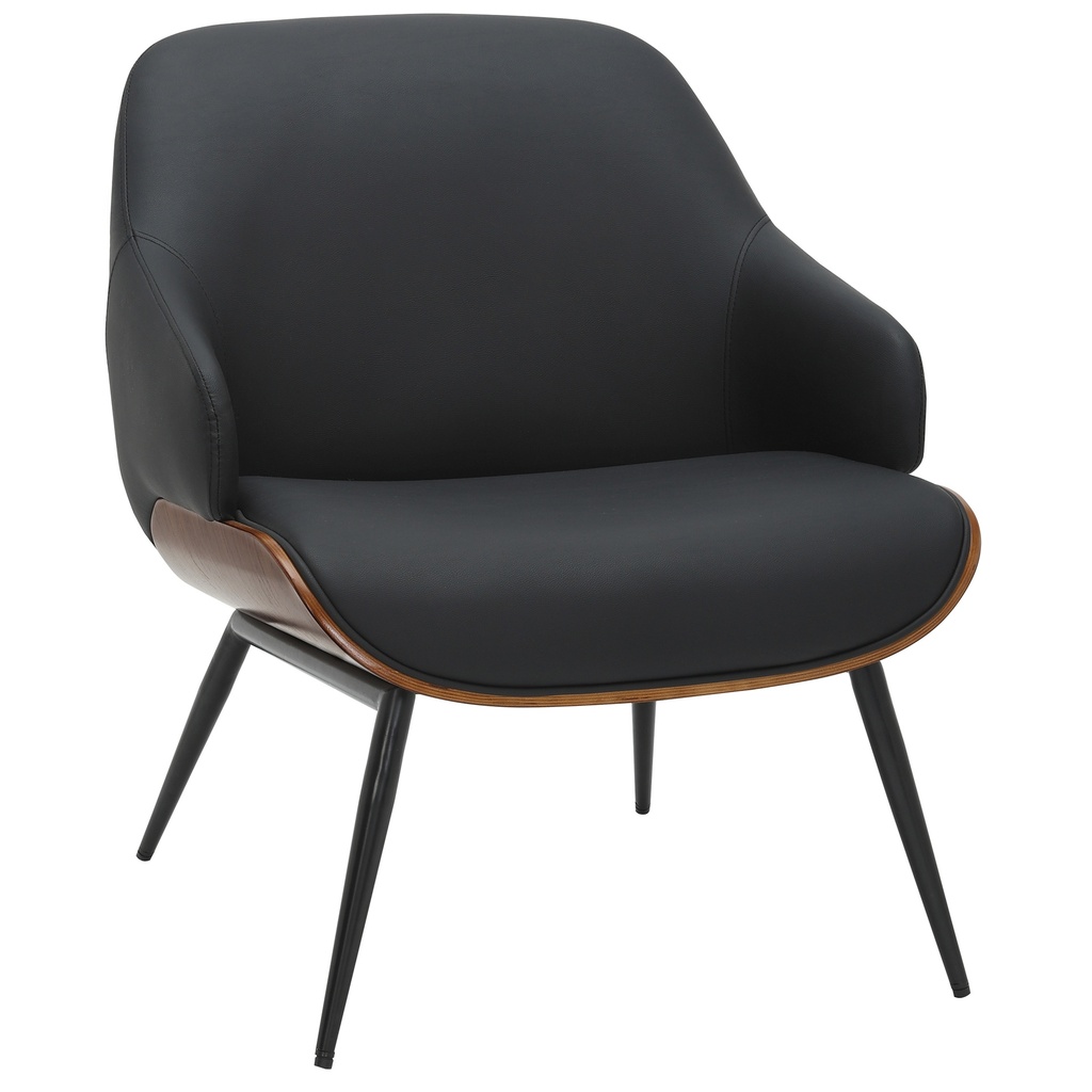 Umber Black Leatherette Accent Chair with Walnut Bentwood Frame