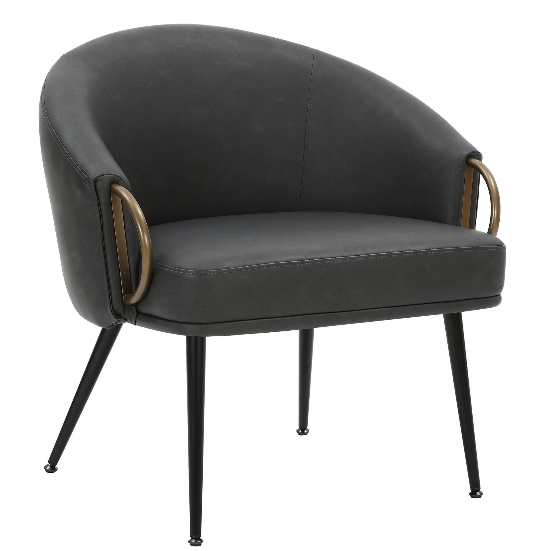 Zita Vintage Charcoal Leatherette Bucket Accent Chair 4