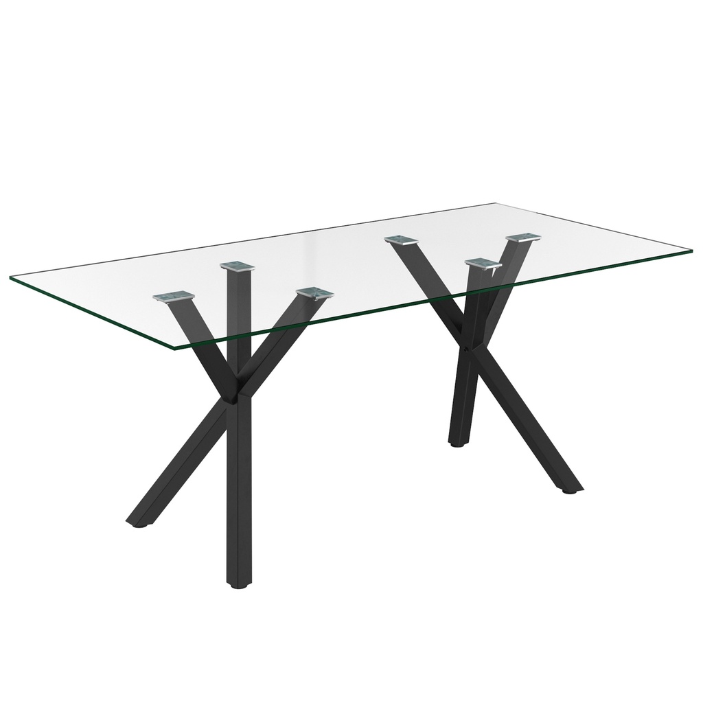 Stark Black Rectangular Glass Dining Table, 71"