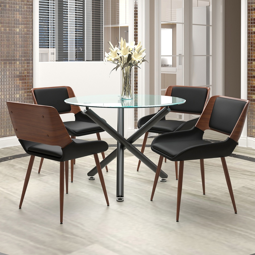 Suzette/Hudson 5-Piece Round Glass Dining Set