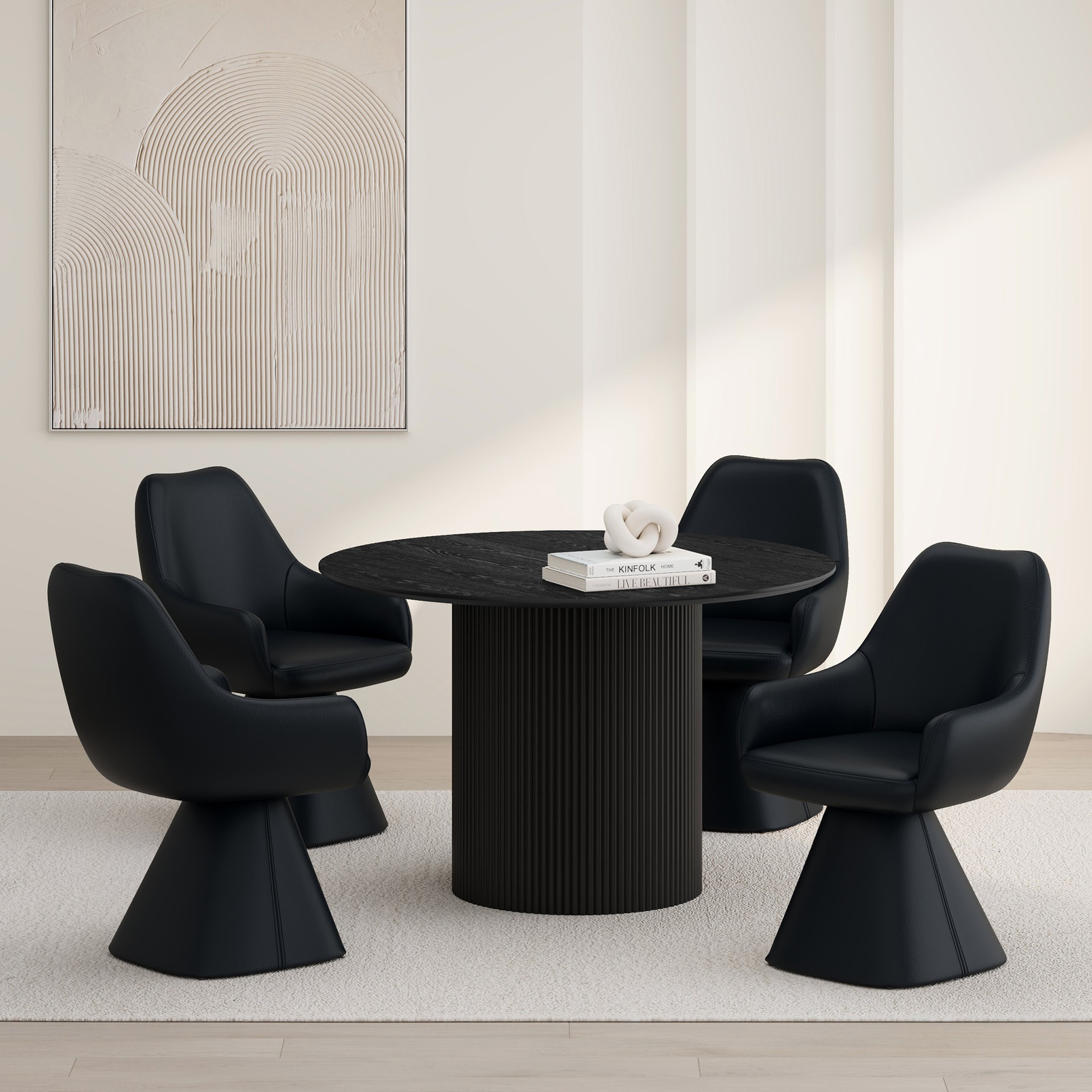 Tovas/Caprese Black 5-Piece Round Dining Set with Swivel Chairs 4