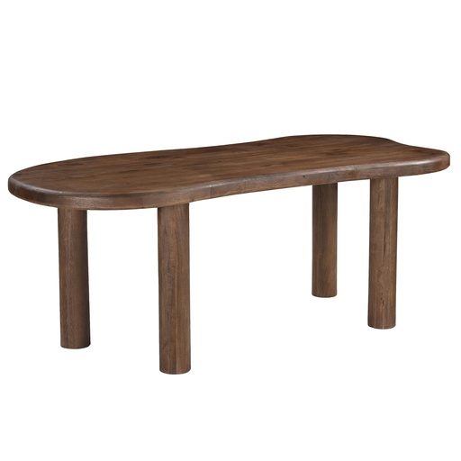 Zaloa Dark Walnut Solid Mango Wood Organic Dining Table, 78" 4