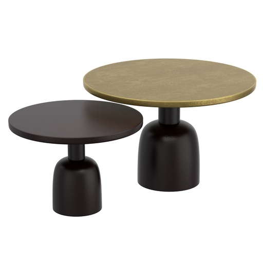 Adira Antique Gold and Black 2-Piece Round Nesting Coffee Table Set 4