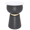Alora White Marble and Black Iron Round Accent Table