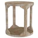 Avni Distressed Natural Solid Mango Wood Round Accent Table