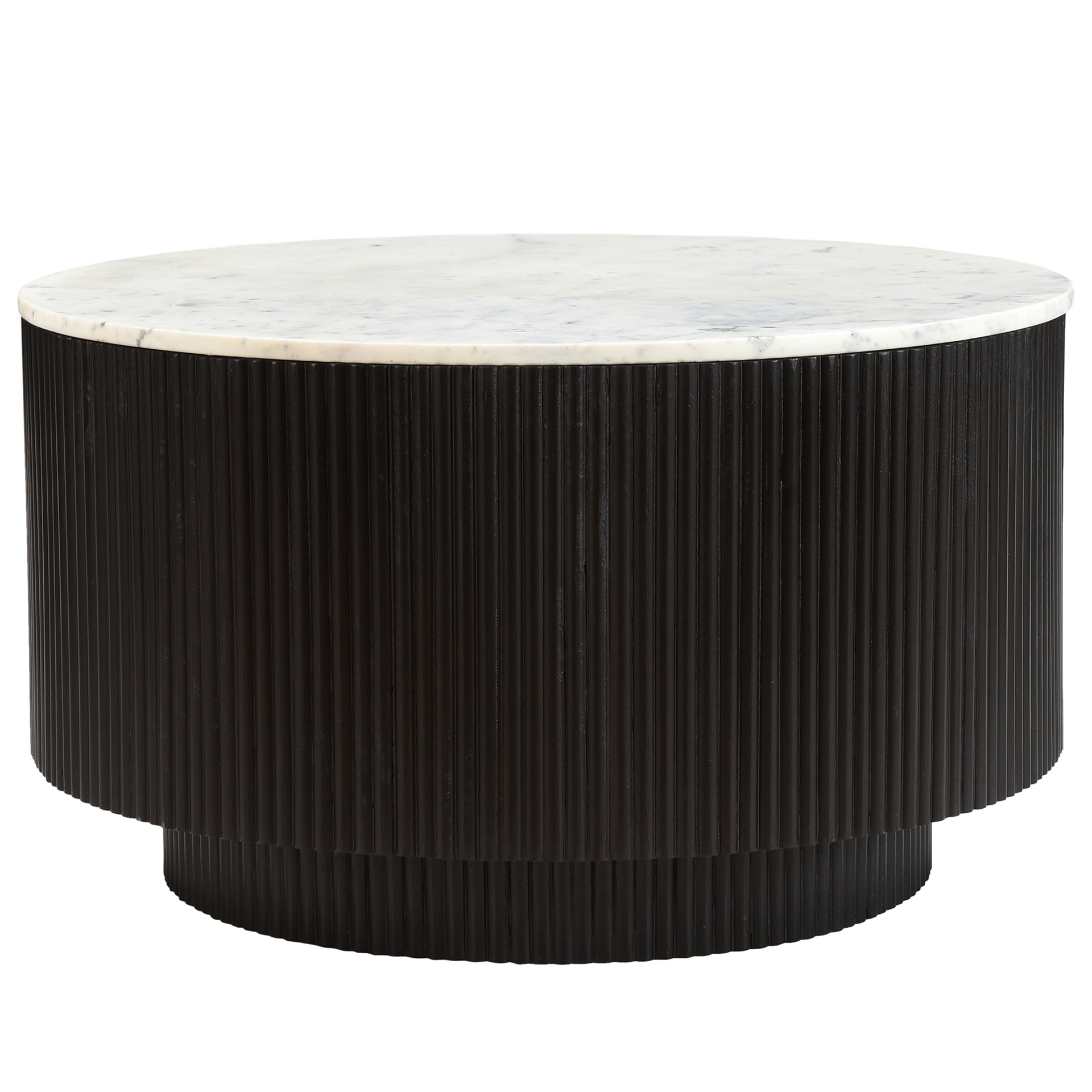 Reyna Round Marble Coffee Table with Hidden Storage (Black/White) 4