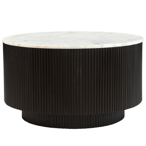 Reyna Round Marble Coffee Table with Hidden Storage (Black/White) 4