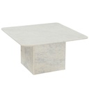 Roland Square White Marble Coffee Table with Reeded Pedestal