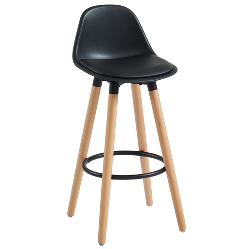 Diablo 26" Black Counter Stool with Natural Wood Legs 4