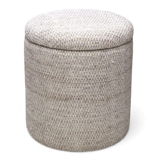 Dalia Beige Fabric Round Storage Ottoman 4