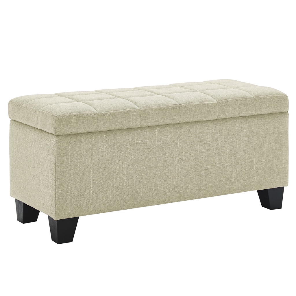 Lila Beige Tufted Storage Ottoman Bench