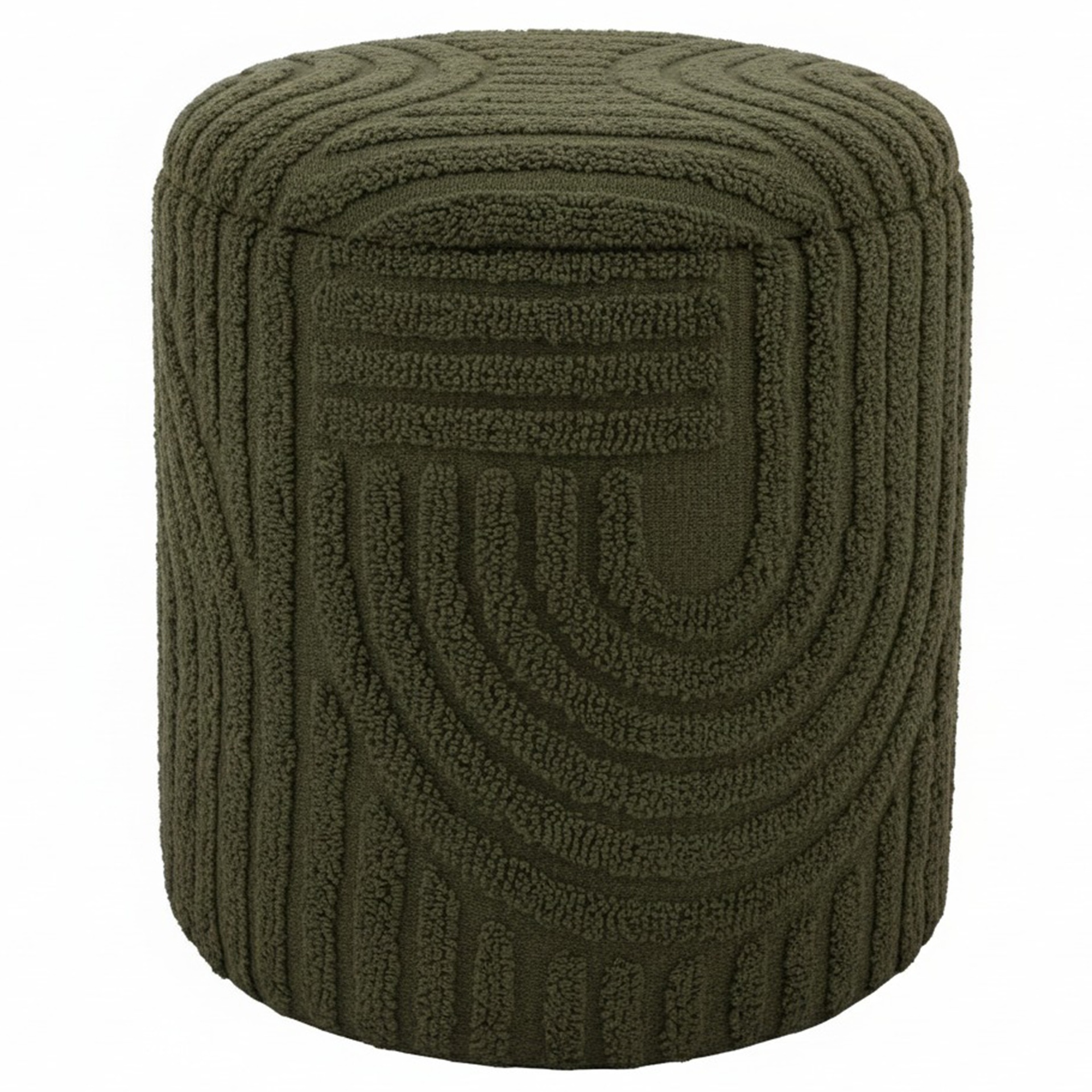 Lullu Olive Green Round Storage Ottoman 4