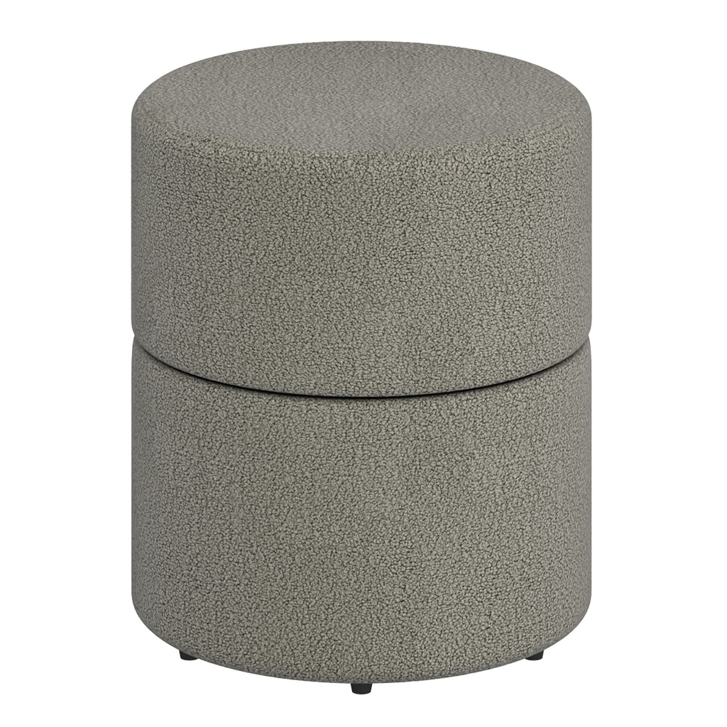 Novar Warm Grey Boucle Round Swivel Ottoman