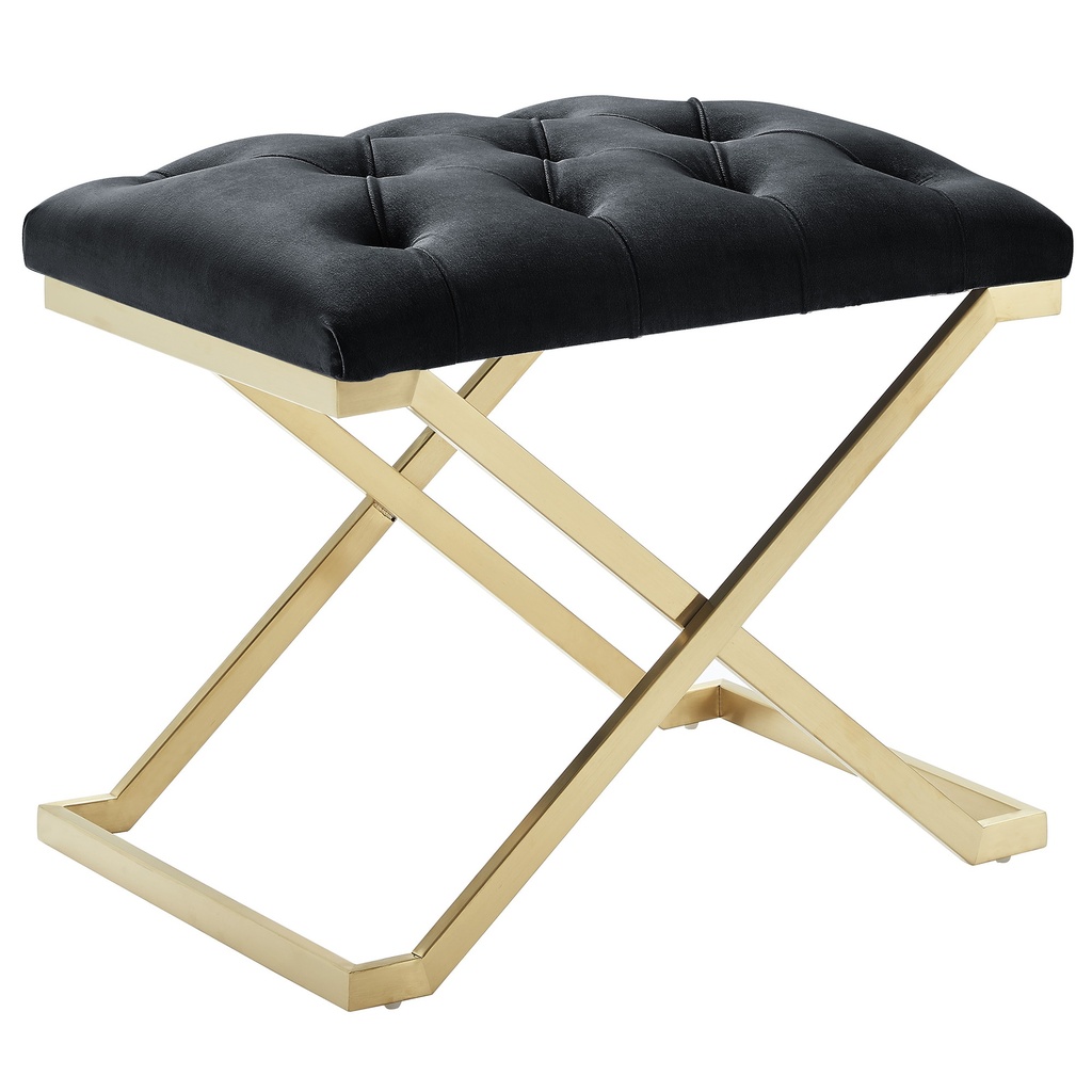 Rada Velvet Bench with Brushed Gold Stainless Steel