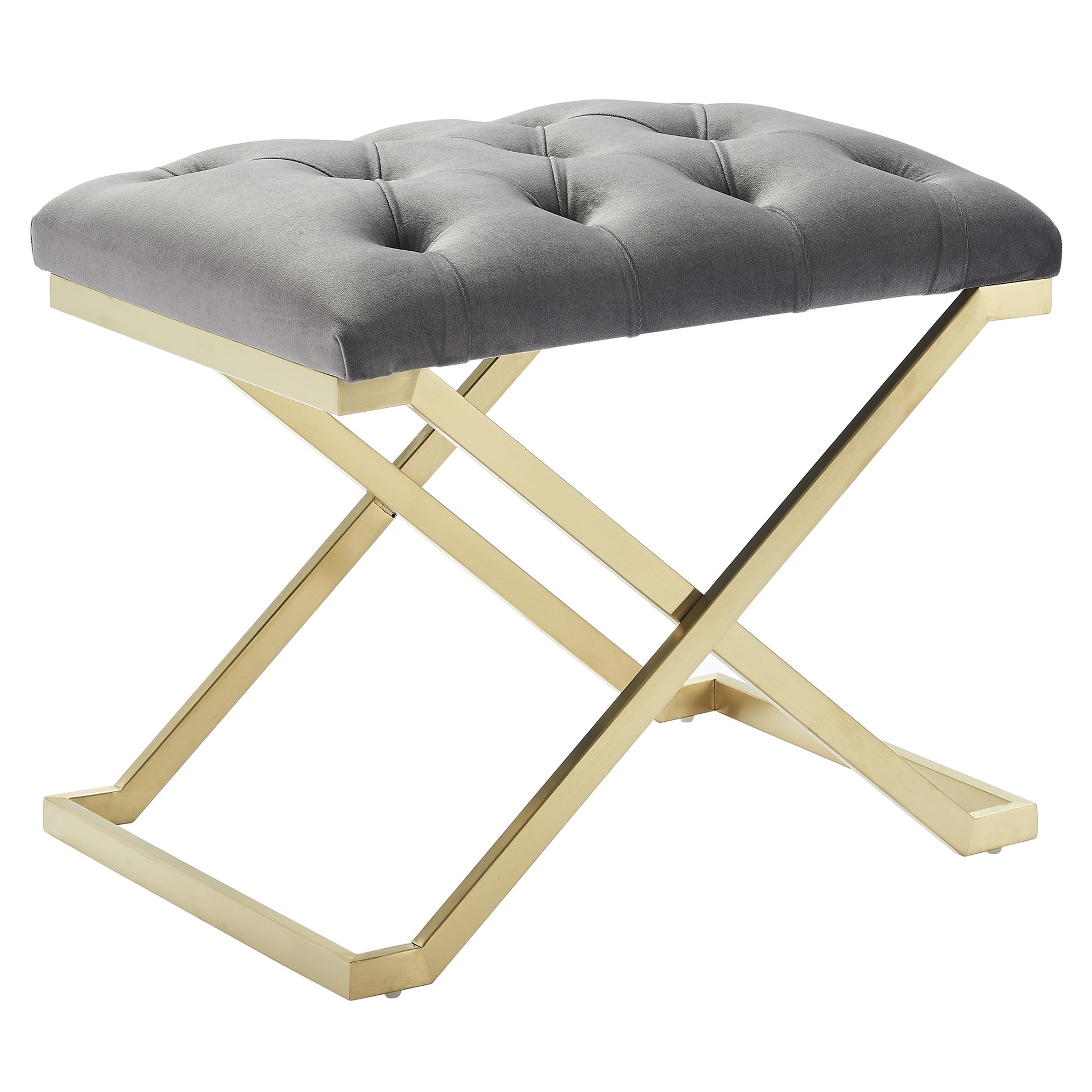 Rada Velvet Bench with Brushed Gold Stainless Steel 5