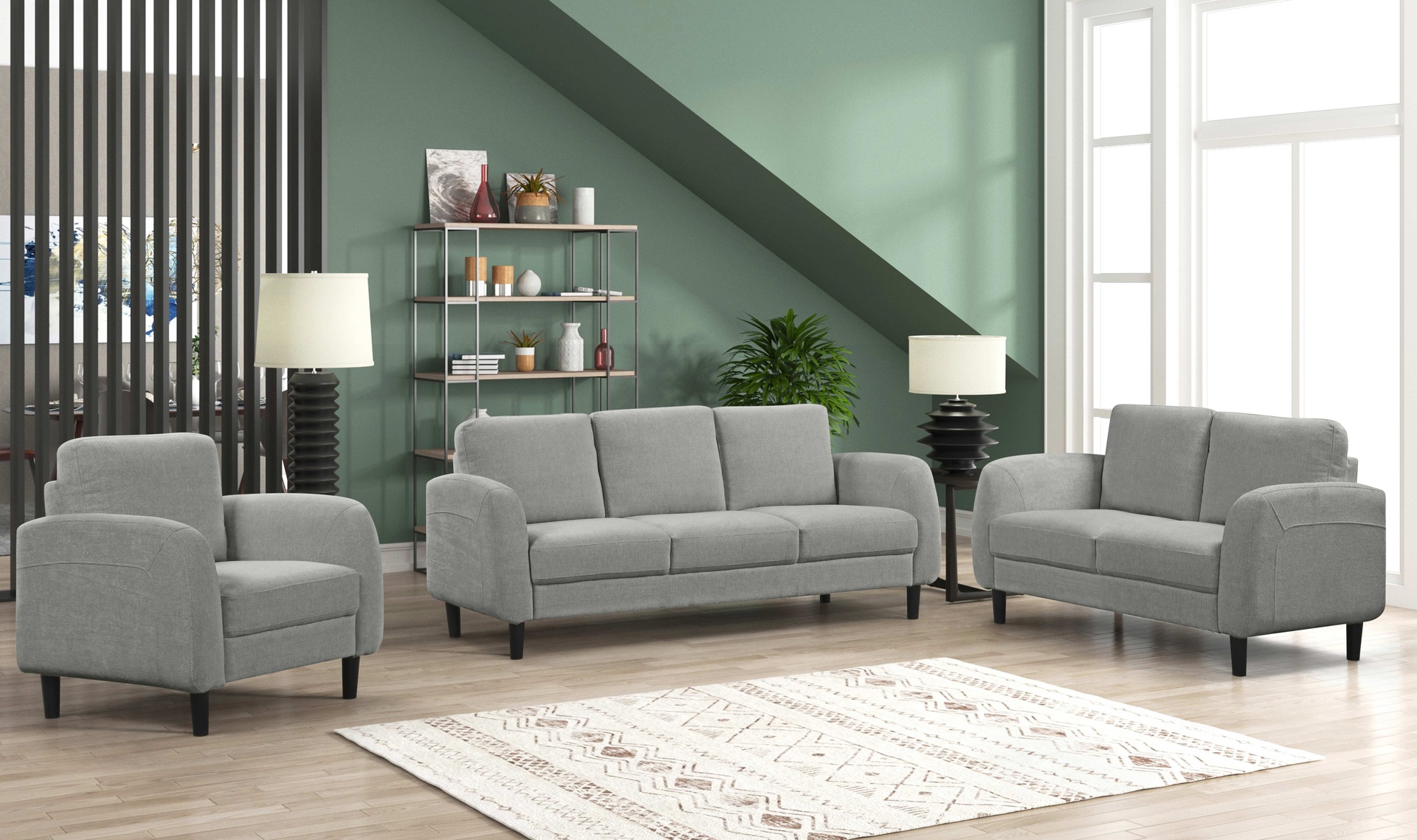 Sierra SOFA/LOVE SEAT/ CHAIR: 3 Piece (Grey) 3