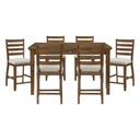 Tigard Walnut 7-Piece Counter Height Dining Set with Cream Stools