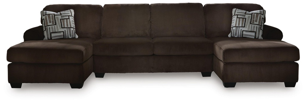 Kimlee Chocolate Brown 3-Piece Sectional with Double Chaise