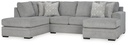 Casselbury Cement Grey 2-Piece Sectional with Chaise
