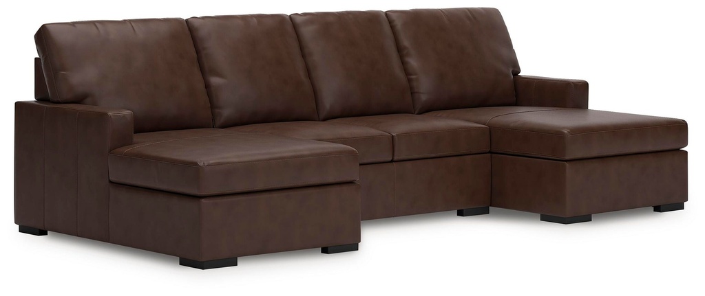 McDowlan Leather 3-Piece Double Chaise Sectional