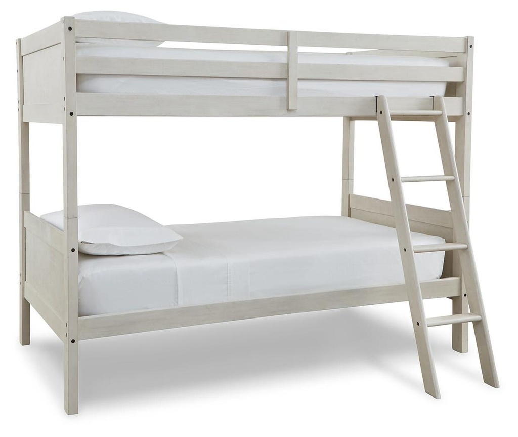 Robbinsdale Antiqued White Twin over Twin Bunk Bed with Ladder