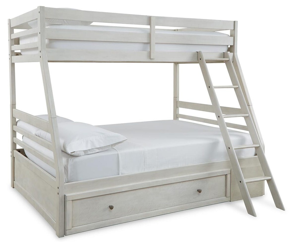 Robbinsdale Antiqued White Twin over Full Bunk Bed with Storage