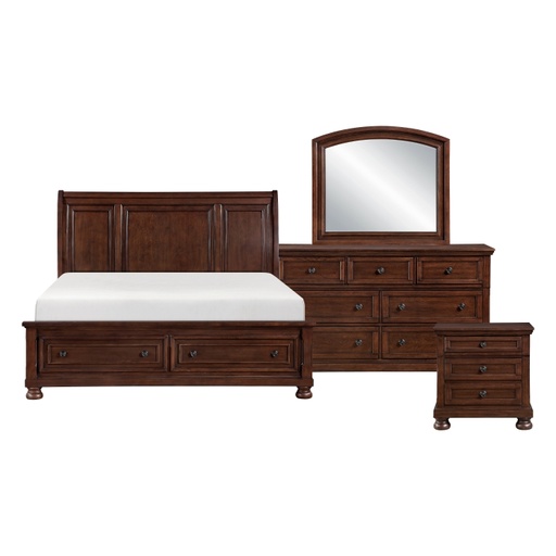 [1718NCQ4] Begonia 4-Piece Bedroom Set (Light Cherry) (Queen)