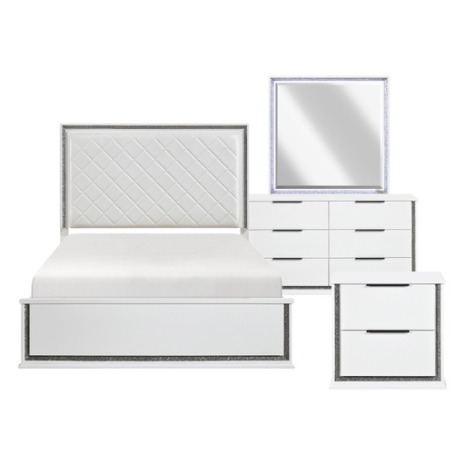 [2390K4] Lumin 4-Piece Bedroom Set with LED Lighting (King)
