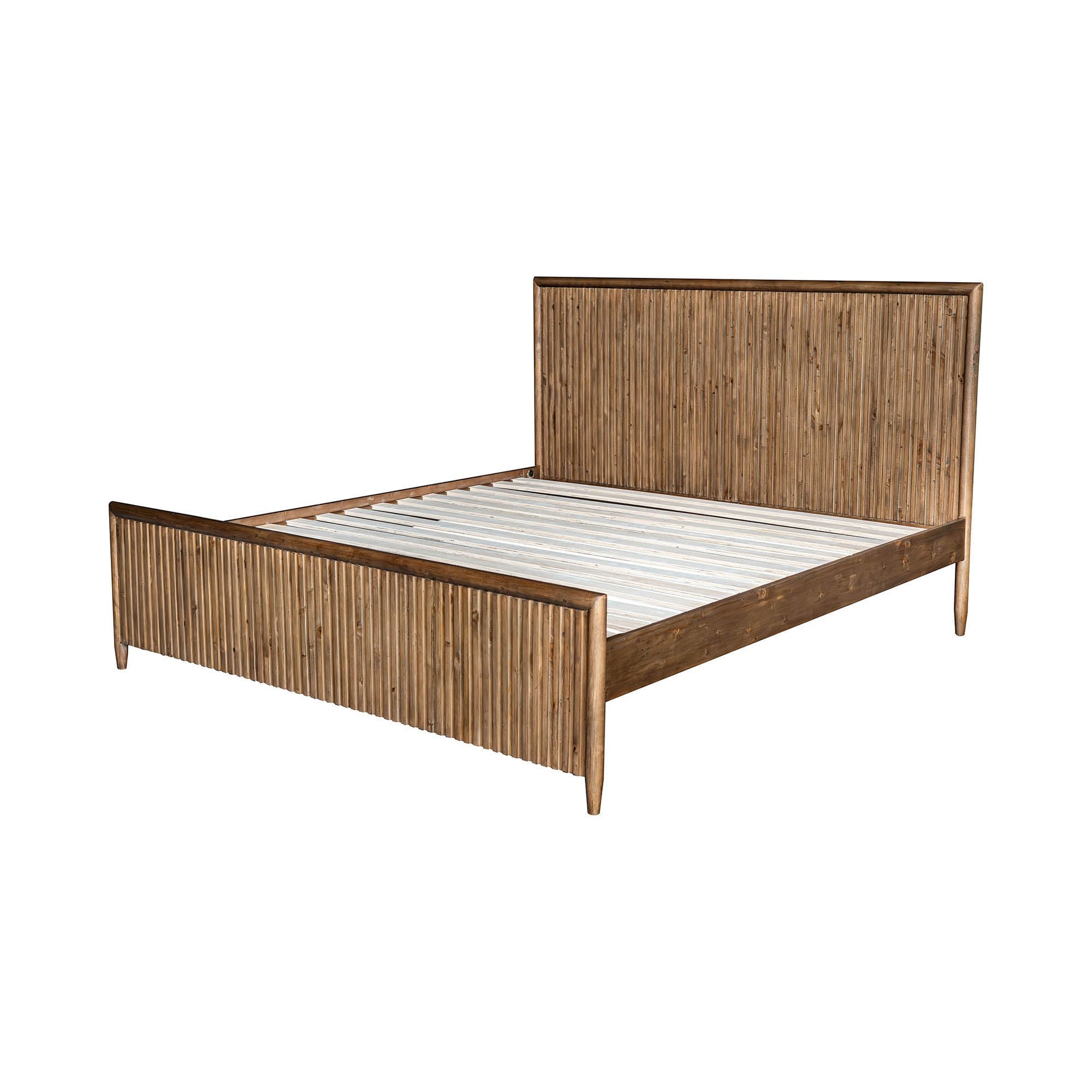 Dark Walnut Plank Block-Leg Bed 5