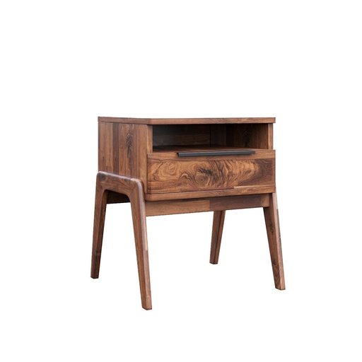 Mid-Century Solid Acacia Nightstand 5