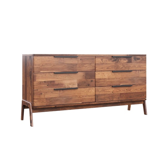 Mid-Century Solid Acacia 6-Drawer Dresser 5