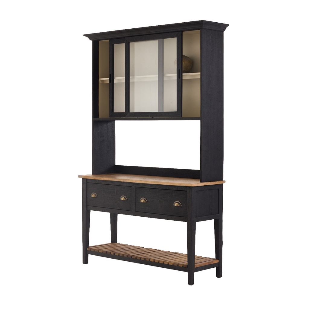 Black Sliding Glass Hutch