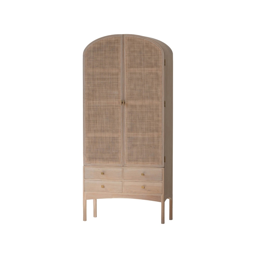 Arched Rattan Cane Tall Cabinet