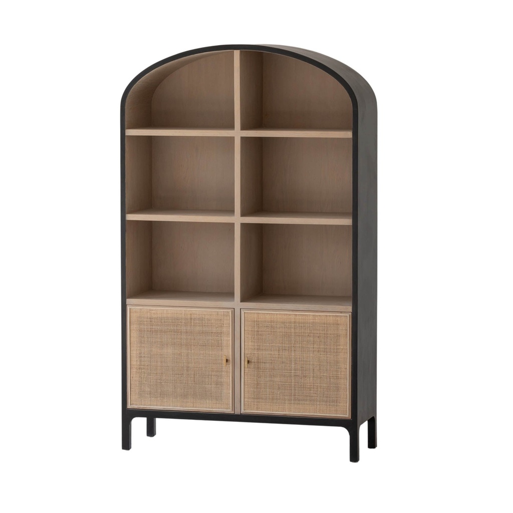 Arched Tall Cabinet with Rattan Doors