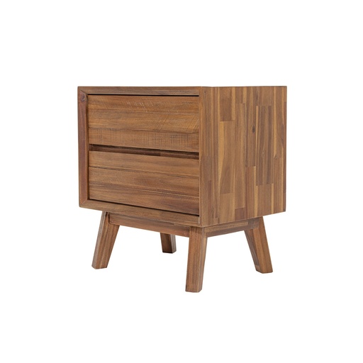 [GIA002-BRN] Gia 2 Drawer Nightstand (Warm Pecan)