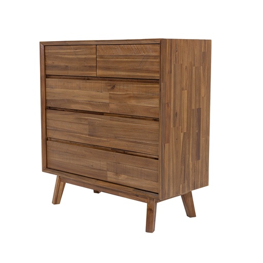 [GIA005-BRN] Gia 5 Drawer Chest (Warm Pecan)