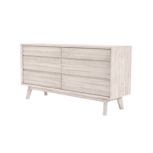 [GIA006-WW] Gia 6 Drawer Dresser (Whitewash)