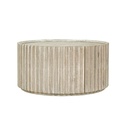 Reeded Walnut Drum Coffee Table