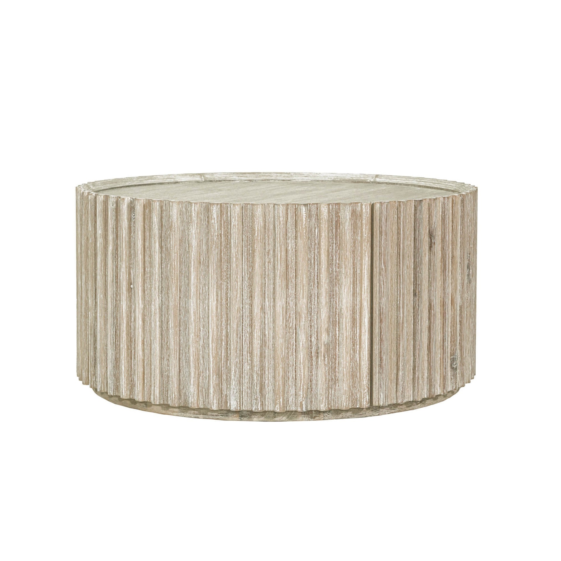 Reeded Walnut Drum Coffee Table 5