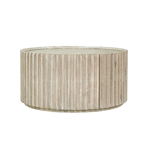 Reeded Walnut Drum Coffee Table 5