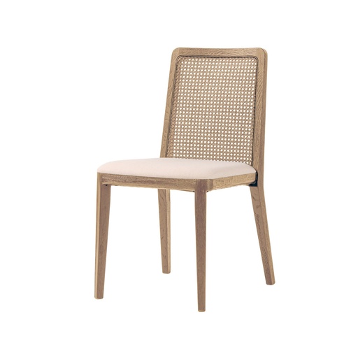 [SNH-22-N] Cane Dining Chair (Oyster Linen / Natural Frame)