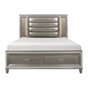 Tamsin Platform Bed with Footboard Storage and LED Lighting (Dark Champagne)
