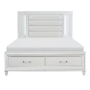 Tamsin Platform Bed with LED Lighting and Footboard Storage (White)