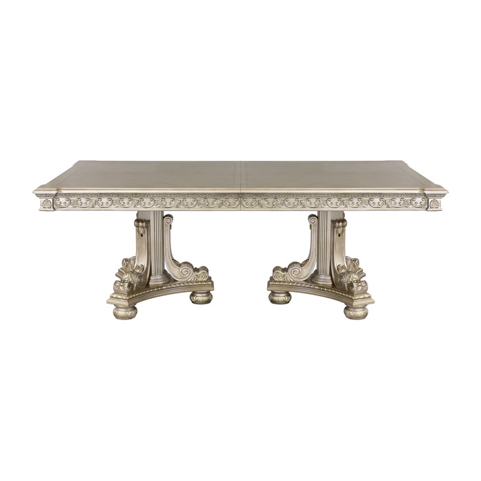 Catalonia Double Pedestal Dining Table (Platinum Gold)