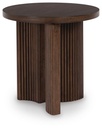 Korestone Round End Table (Dark Brown)